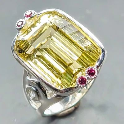 Joyería 14 ct+ Anillo Cuarzo Limón Natural Plata de Ley 925 Talla 7.5/R439660 Foto 1 de 4