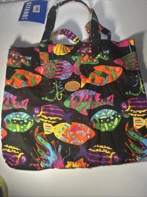 Vintage Fish Print Weekender Bag: 80s Novelty Beach Tote  - Imagem 1 de 4