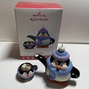 Vintage Hallmark Tea Time Penguin Ornament In Box Hal-1 - Picture 1 of 10
