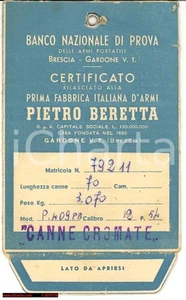 1965 ca Banco Nazionale di Prova BERETTA 409 cal. 12 - Busta pubblicitaria VUOTA - Foto 1 di 1