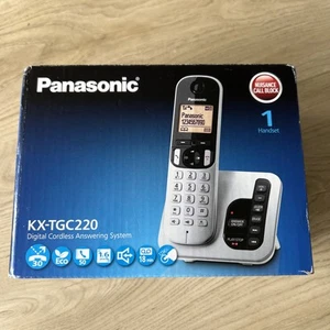 Panasonic KX-TGC220ES Cordless Phone with Answering Machine, Call Block - New - Zdjęcie 1 z 6
