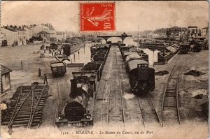 Vintage Roanne Frankreich Kanalbecken & Hafenzug Postkarte 1912 - Bild 1 von 2