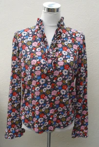 Boden jersey feel 100% cotton floral blouse with frill collar size 10 - Picture 1 of 9
