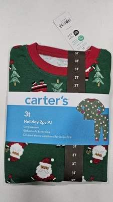 Nuevo con etiquetas Carters Holiday Santa Thermal PJS talla 3T Foto 1 de 2