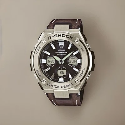 Seltene CASIO GST-W130L Solar Armbanduhr - Stahl und Leder G-SHOCK G SHOCK - Bild 1 von 4