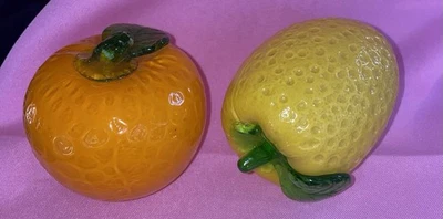 Expositor de frutas estilo Murano soplado a mano vintage de 2 arte 🍊 🍋 Foto 1 de 4