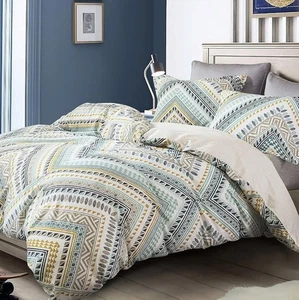 SLEEPBELLA Piumino King Size, 600 Fili Cotone Giallo e Blu Scuro Bo... - Foto 1 di 8