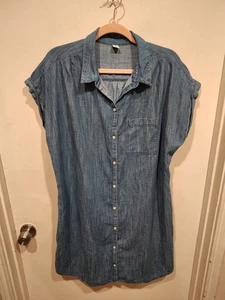 Abito Camicia Chambray Denim Lavaggio Medio Old Navy Donna Tg XL Preppy Casual - Foto 1 di 6