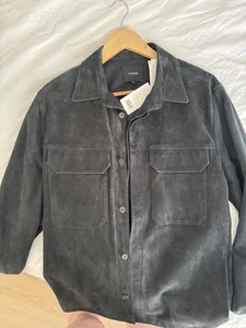Men's Vince Goat Suede Overshirt Jacket - Black - S (Fits Like M) - MSRP $1,150 - Picture 1 of 7