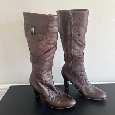 Nine West Knee High Leather Boots Womens 7.5 M-Highness Brown - Image 1 of 4