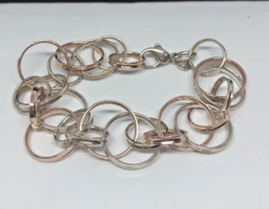 Tiffany & Co. Silver Rubedo 1837 Interlocking Circle Bracelet 8.5" - Picture 1 of 13