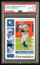 JUSTIN HERBERT PSA 10 GEM MINT SILVER ROOKIE CARD #53 RC 2020 PANINI CHRONICLES