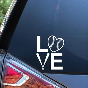 Calcomanías de vinilo blancas Love béisbol ventana coche camión portátil - Imagen 1 de 3