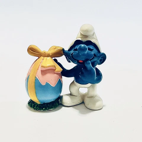 Easter Egg Smurf PVC Figure VINTAGE ORIGINAL Classic Smurfs Figurine Gift 1980s Cover