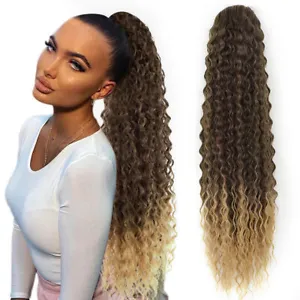Synthetic Drawstring Ponytail Kinky Curly Ponytail Hair Clip-In Hair Extension - Picture 1 of 17