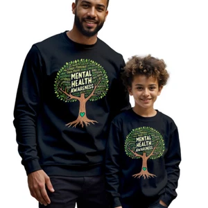 Mens And Kids Tree Mental Health Awareness Sweatshirt Jumper Anxiety Emotion#MHA - Picture 1 of 29