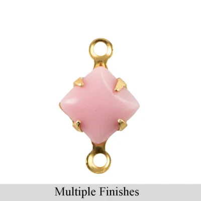 6毫米粉色玻璃方石2环套装 — 第 1/4 张图片