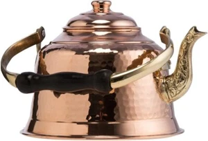 DEMMEX Heavy Gauge 1mm Thick Hammered Copper Tea Pot Kettle Stovetop Teapot - Picture 1 of 14