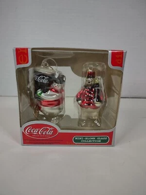 Coca-Cola 2 Mini Adornos de Vidrio Soplado COKE Oso Polar y Muñeco de Nieve Multicolor Foto 1 de 2