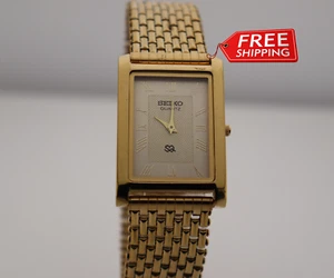 Goldgehäuse Seiko Slim Vintage Quarz Herren Armbanduhr - Bild 1 von 7