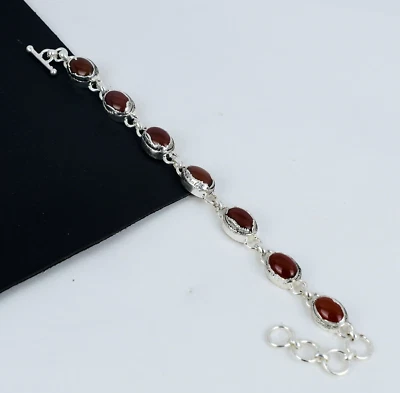 Bracciale In Gemma Cornalina Elettroformata In Argento Sterling 925 Per Donne - Immagine 1 di 4