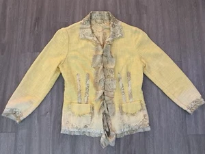 Roberto Cavalli Linen Silk Butter Yellow Vintage Jacket XS - Picture 1 of 10