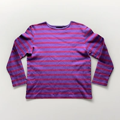 Camiseta De Colección Para Mujer Pequeña Rayas Púrpura Roja Manga Larga Y2K Skate Grunge Preppy Foto 1 de 4