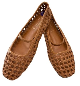 Joie Weavy Brown Ballet Flats with Strap Brown Size 8.5 $228 Beachy Coastal - Picture 1 of 10