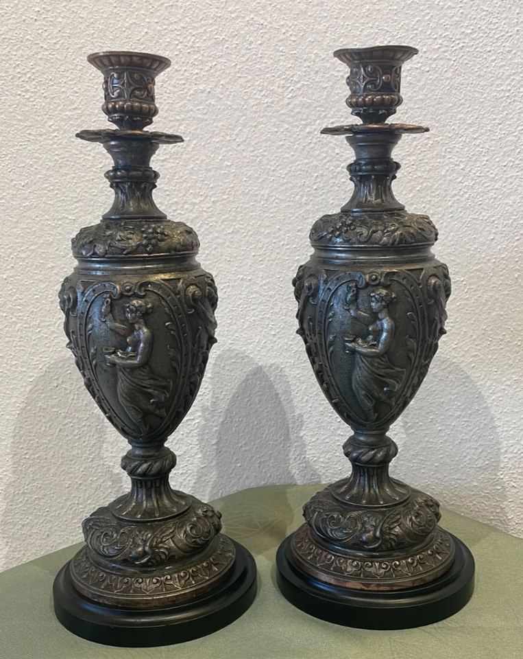 COPPIA DI LUMI LAMPADE CANDELABRI FRANCESI IN ANTIMONIO INIZIO 1900 - Immagine 1 di 4