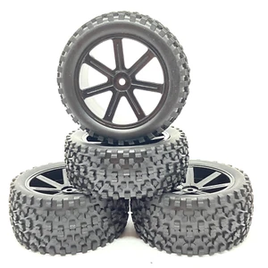 RC Car 1/10  Buggy / Truck wheels 12mm Hex fitting Black. 7 Spoke  Front & Rear - Picture 1 of 4