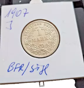1 marco Reichsmark 1907 J BFR/stgl da 5 pezzi senza spese di spedizione - Foto 1 di 2