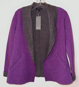 Nuova Giacca Forma Doppia Maglia EILEEN FISHER Felted Merino PS $318 Fig/grigio - Foto 1 di 3