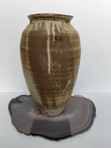 Warren Mackenzie Monumental Dimpled Vase Studio Pottery 14" Tall Gray Brown - Picture 1 of 21