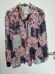 TAKKO luftige transparente Damen Bluse Mehrfarbig Blau/Rosa Gr. 46 NEU - Bild 1 von 5