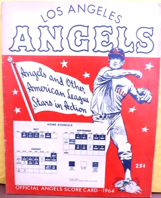LOS ANGELES ANGELS BASEBALL SCORECARD VS. BOSTON RED SOX AUGUST 2 1964 YAZ - Image 1 of 4