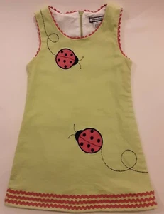 Girls Hartstrings a line Easter Dress Size 4 rick rack trim embroidered lady bug - Picture 1 of 5