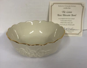 Vintage Cream Lenox Rose Blossom Porcelain 5.5-Inch Bowl With Gold Trim - Picture 1 of 6