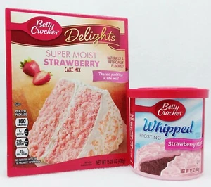 Betty Crocker Super Moist STRAWBERRY Cake Mix Whip STRAWBERRY MIST Frosting Set - Picture 1 of 1