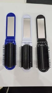 Mirror Folding Travel Brush Compact Pocket Size for Travel Car Gym - Picture 1 of 4