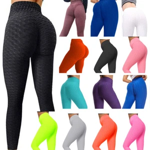 Womens Yoga Leggings Push Up Sport Fitness Anti Cellulite Pants Tik Tok Leggings - Picture 1 of 25