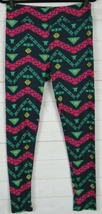 LuLaRoe Women's Leggings Dark Blue with Pink & Green Size TC New - Picture 1 of 3