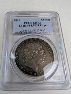 PCGS MS62 1818 Georgius III Great Britain England LVIII Edge Crown - Picture 1 of 3