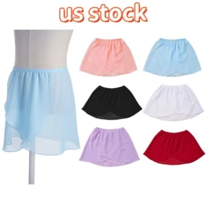 Girls Dance Training Skirt Irregular Slit Front Elastic Waistband Dancewear - Picture 1 of 87