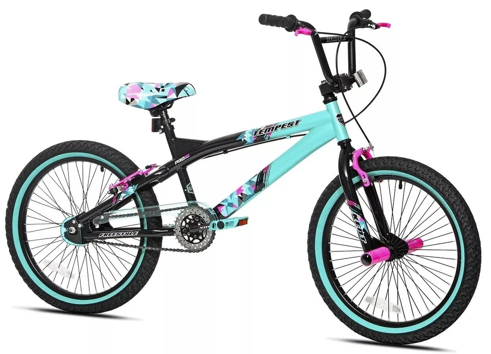 Kent International 72071 20" Tempest Girl's Bike, Black/Aqua/Pink