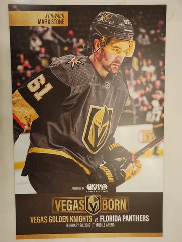 Vegas Golden Knights Mark Stone vs Florida Panthers 2/28/2019 Poster Program NHL Cover