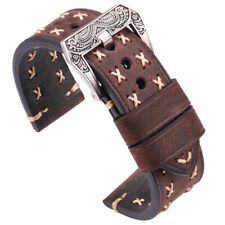 Handmade Watch Band 22mm 24mm Men‘s’ Genuine Leather Strap With Retro Buckle