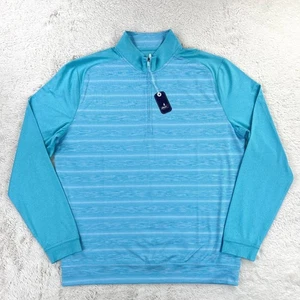 Pullover Johnnie-O BERT 1/4 Cremallera Para Hombre M Azul BAJA Rayas Rendimiento Elástico - Imagen 1 de 11