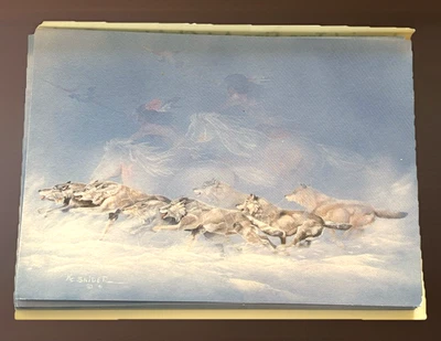 Set of 10 Leanin’ Tree Christmas Cards – Native American Warriors & Wolves Peace - Image 1 of 4