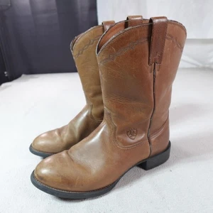 Ariat Stivali Uomo Taglia 9.5 EE Pelle Marrone Western Cowboy Roper ATS 10005019 - Foto 1 di 24