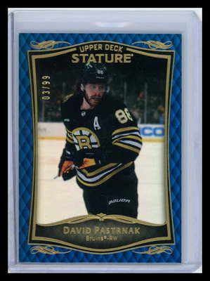 2025 2023-24 Upper Deck Stature David Pastrnak #3 Blue 03/99 - Image 1 of 2
